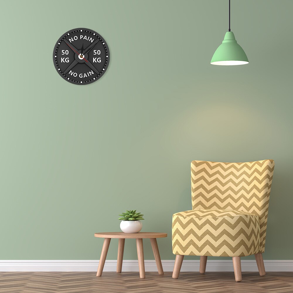 Reloj de pared de gimnasio para musculación, mancuernas 3D de moderno, sin dolor, sin ganancia, 50kg,