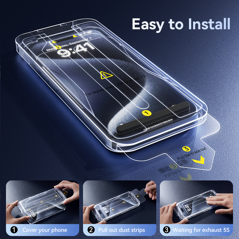 Joyroom 3/2/1pcs HD Gehard Glas Voor iPhone 15 Pro Max Screen Protector Quick Installeren glas Voor iPhone 15 14 13 12 Pro Max