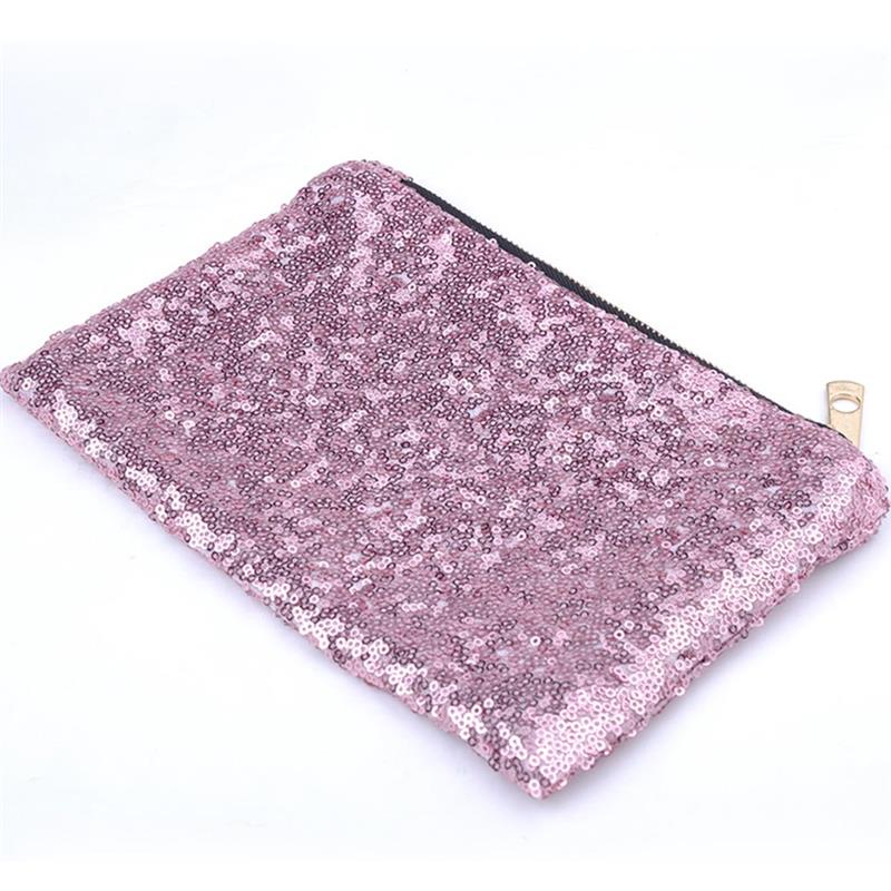 Bling Pailletten Vrouwen Cosmetische Make-up Tas Vrouwelijke Glitter Avond Clutch Bags Voor Party Envelop Make Hand Tassen Pouch: Roze