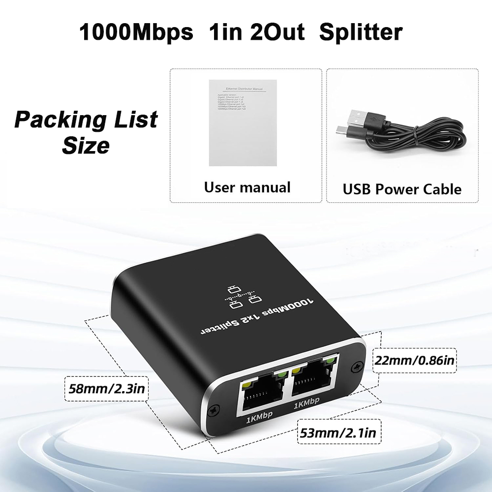 100/1000 Mbit/s Ethernet-Netzwerk-Splitter 1 bis 2/4 RJ45-Verteiler Internet-Verteiler-Hub für Router Computer Digitale Fernseher