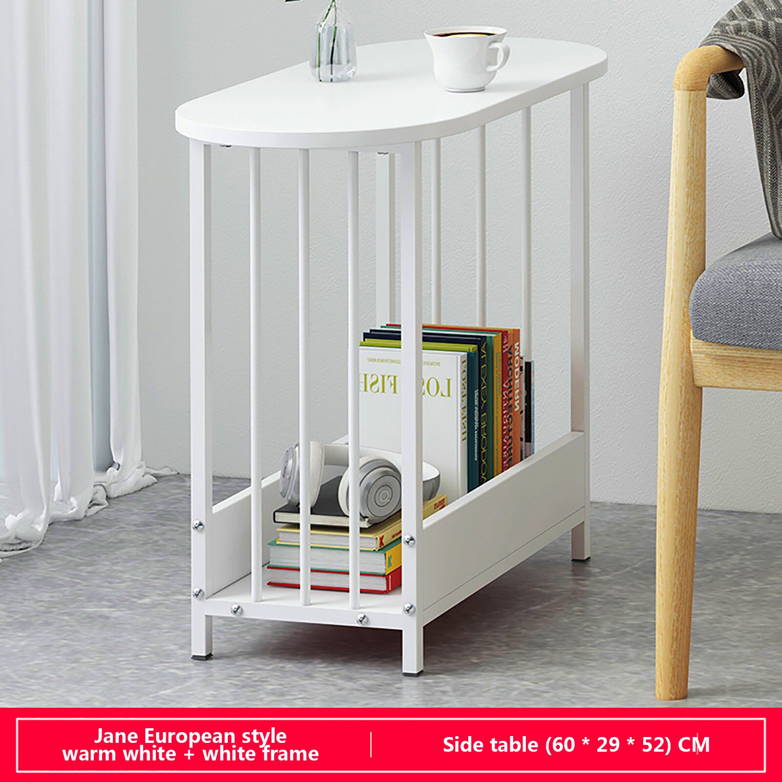 Golden Iron coffee table Living room Sofa Side Table Movable Small end Table with book magazine rack Home Furniture