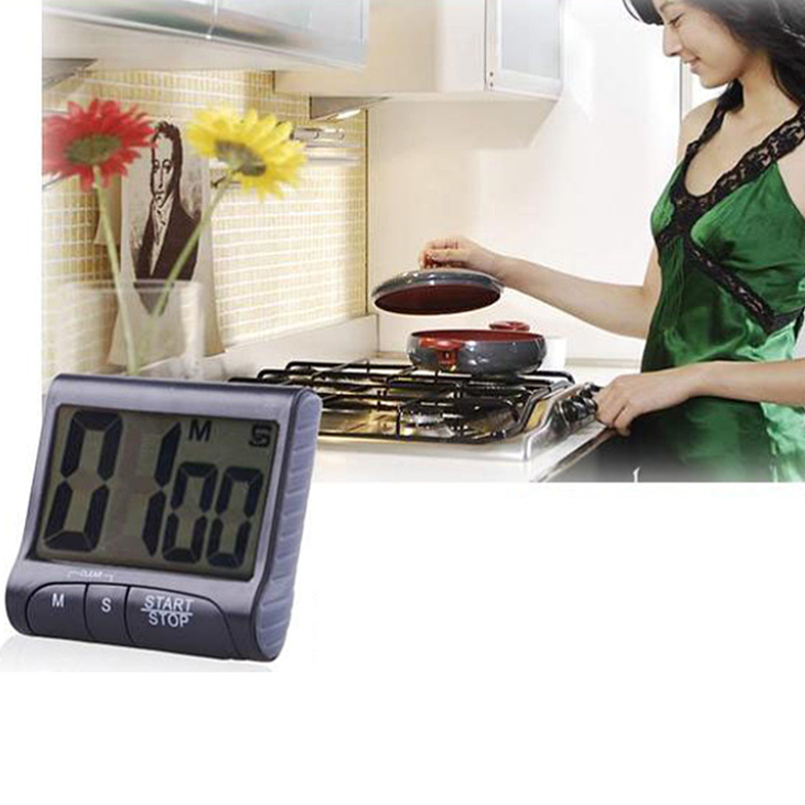 Digitale Küche Timer-Anzeige mit starkem Magnet zurück stehen hängen Loch lauten Alarm LCD-Kochuhr für Workout Backen Ei