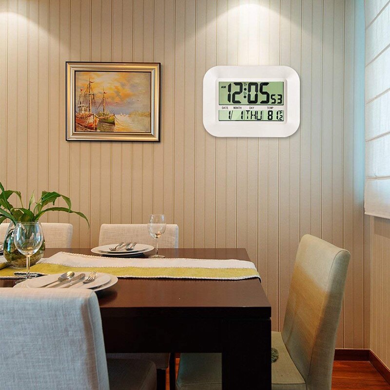 Big LCD Digital Wall Clock Thermometer Indoor Outdoor Temperature Transmitter Radio Controlled Alarm Clock RCC Table Calendar