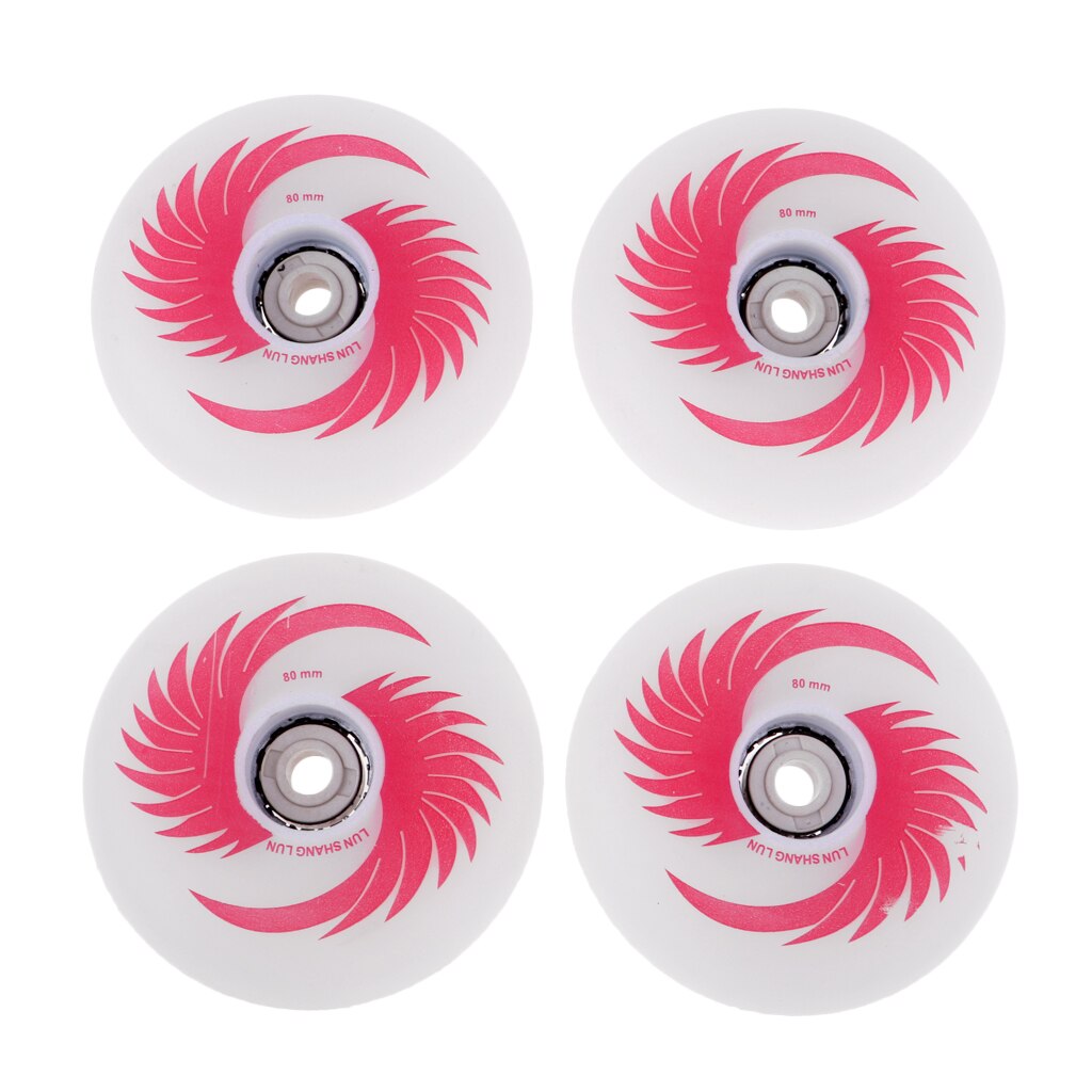 4 pièces planche à roulettes clignotant rouleau PU magnétique éclairer les roues de patins pour patins à roues alignées: 80mm Red