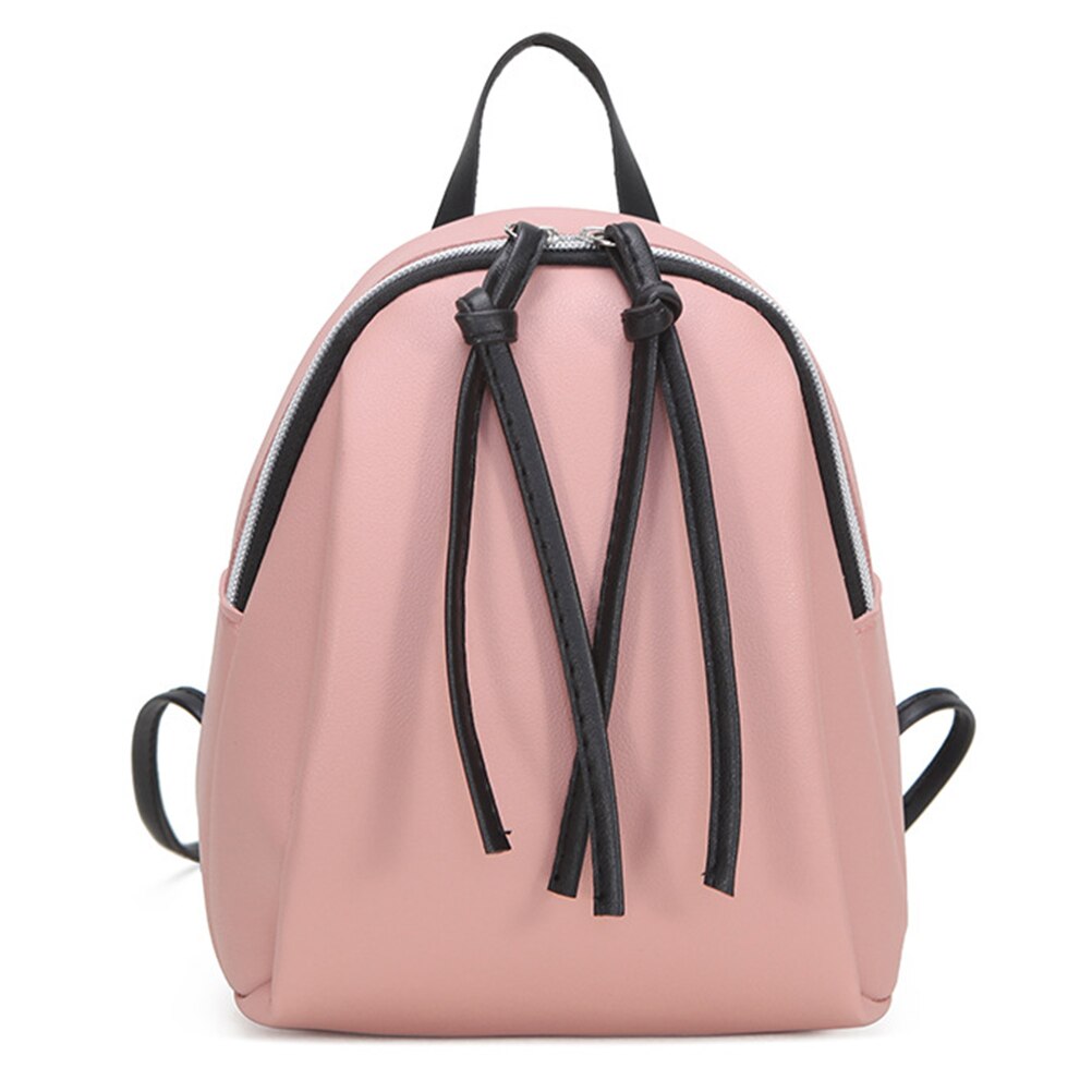 Mini PU Leather Backpack Women's Small Shoulder Bag with Tassel Zipper female leather School bagpack bag for teenage grils: Pink