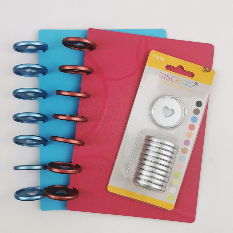 11 Stks/doos Frosting Hartvormige Notebook Plastic Disc Binding Plastic Ringen Diy 360 Graden Opvouwbare Disc Gesp Kantoorbenodigdheden