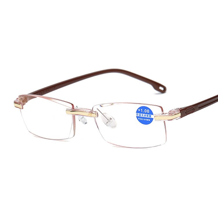 Progressive Multifocal Reading Glasses Women Men Anti-blue Light Hyperopia Glasses Near and Far Presbyopic Spectacles +1.5 2.0: +350 / Brown