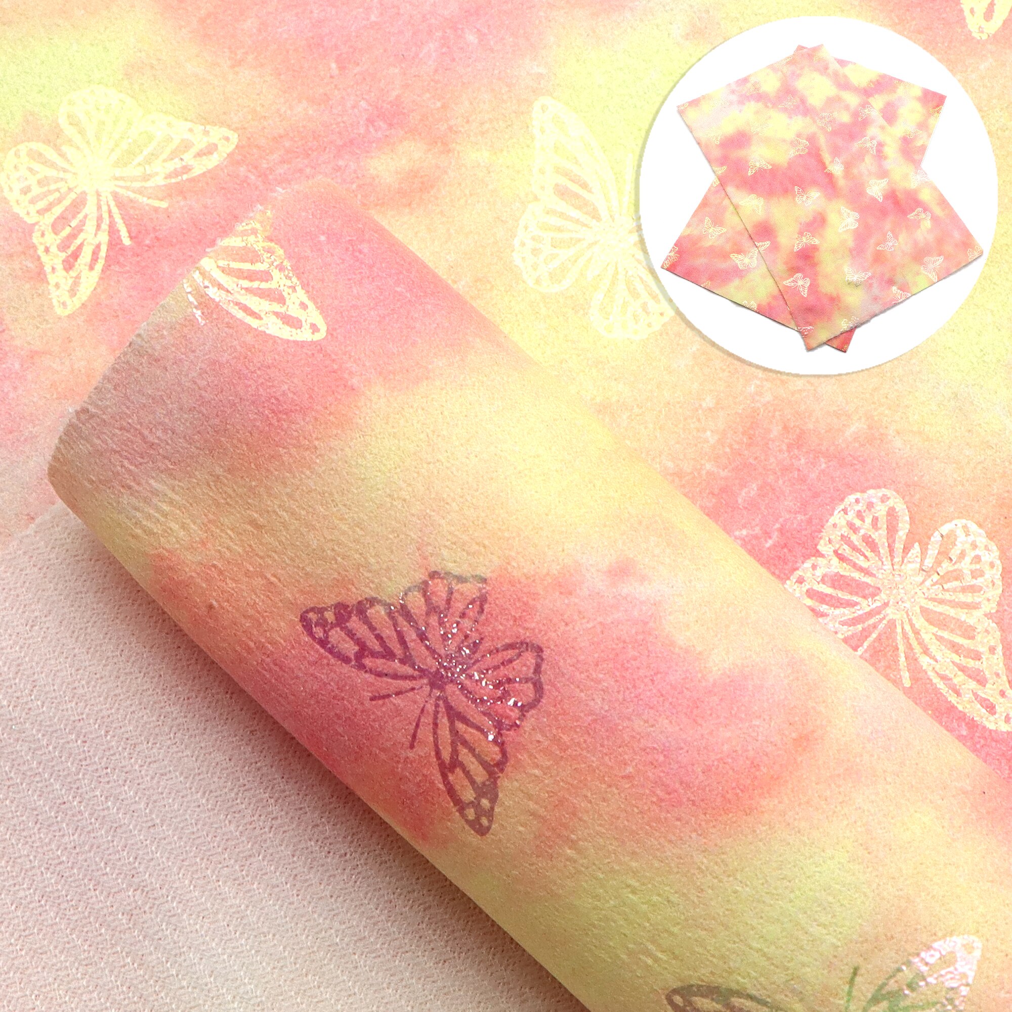 Tie Dye Faux Leather Sheets Bump Textured Foil Synthetic Leather Fabric 20x33cm for DIY Earrings Hair Bows Pouches Crafts: 6yellow and waterm