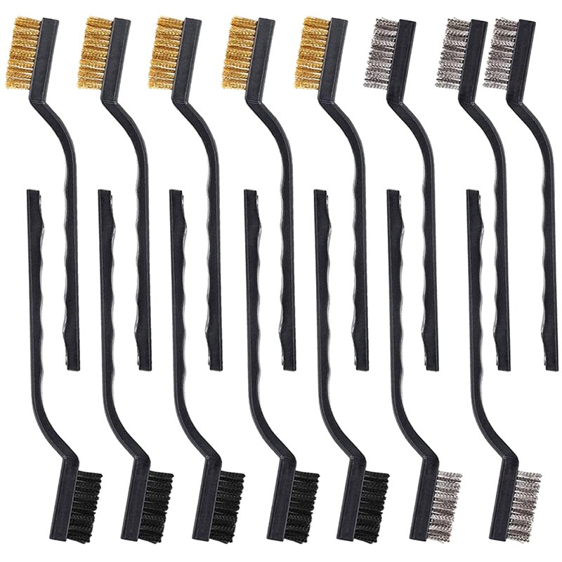15Pcs Rust Remover for Industrial Devices Surface/Inner Polishing Cleaning Brush 7inch Mini Steel Brass Wire Brush Paint