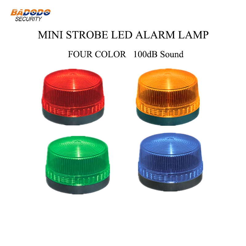 Mini led strobe alarm lampe lys gul blå rød grøn lampe signal signal advarselslys 100db lyd sirene til svingport dør