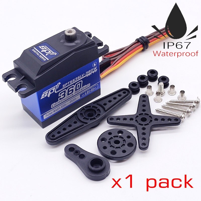 SPT5525LV-360 25kg SPT5535LV-360 35kg full metal gears standard digital servo 360 continuous rotation rotary RC Crawler capstan: 35kg-360w x1pc