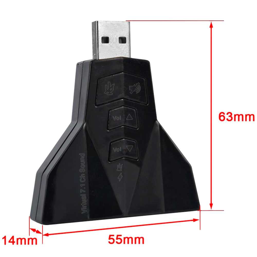 USB 2.0 External Hi 3D 7.1 Audio Sound Card Adapter MIC Stereo Headphone Black