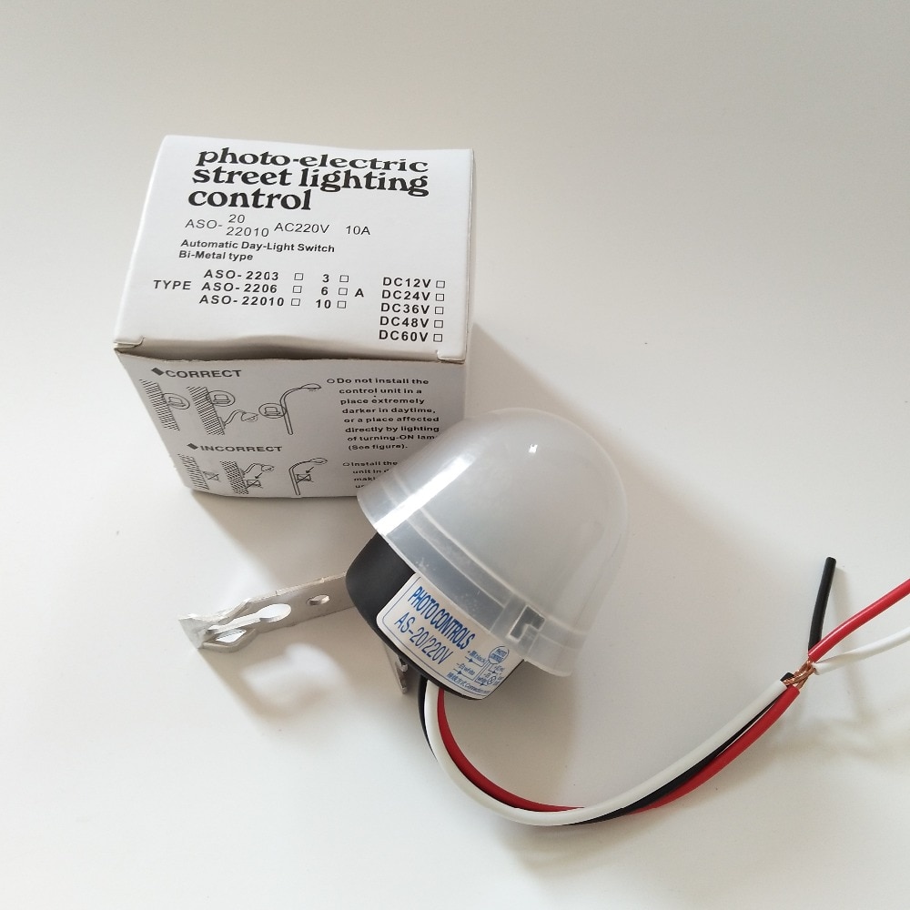 Adjustable sensitive Auto On Off Photocell street Light Switch DC AC 220V 10A Electronic Photo Control Photoswitch Sensor Switch