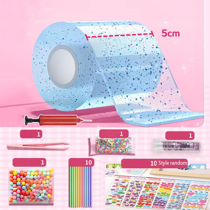Pegamento Nano PET para amasar música, burbujas que soplan, juego completo de Nano cinta, pasta de doble cara, juguetes de descompresión de burbujas, pegatina: Azul