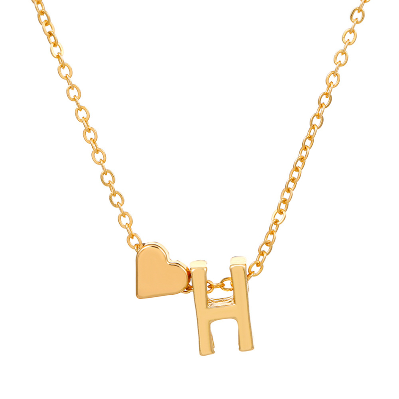 Nueva , collares de A-Z Capital para mujer, cadena corta de Color dorado, colgantes de corazón, artículos diarios sexis, joyería para el cuello, collar de decoración para: Color dorado