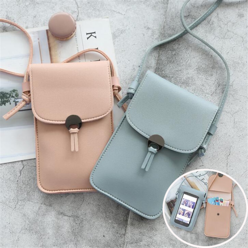 transparent Touchscreen retro Einfache praktisch Tasche Frauen PU Kette Bote Taschen Kleine Klappe Tasche Mini Schulter Tasche