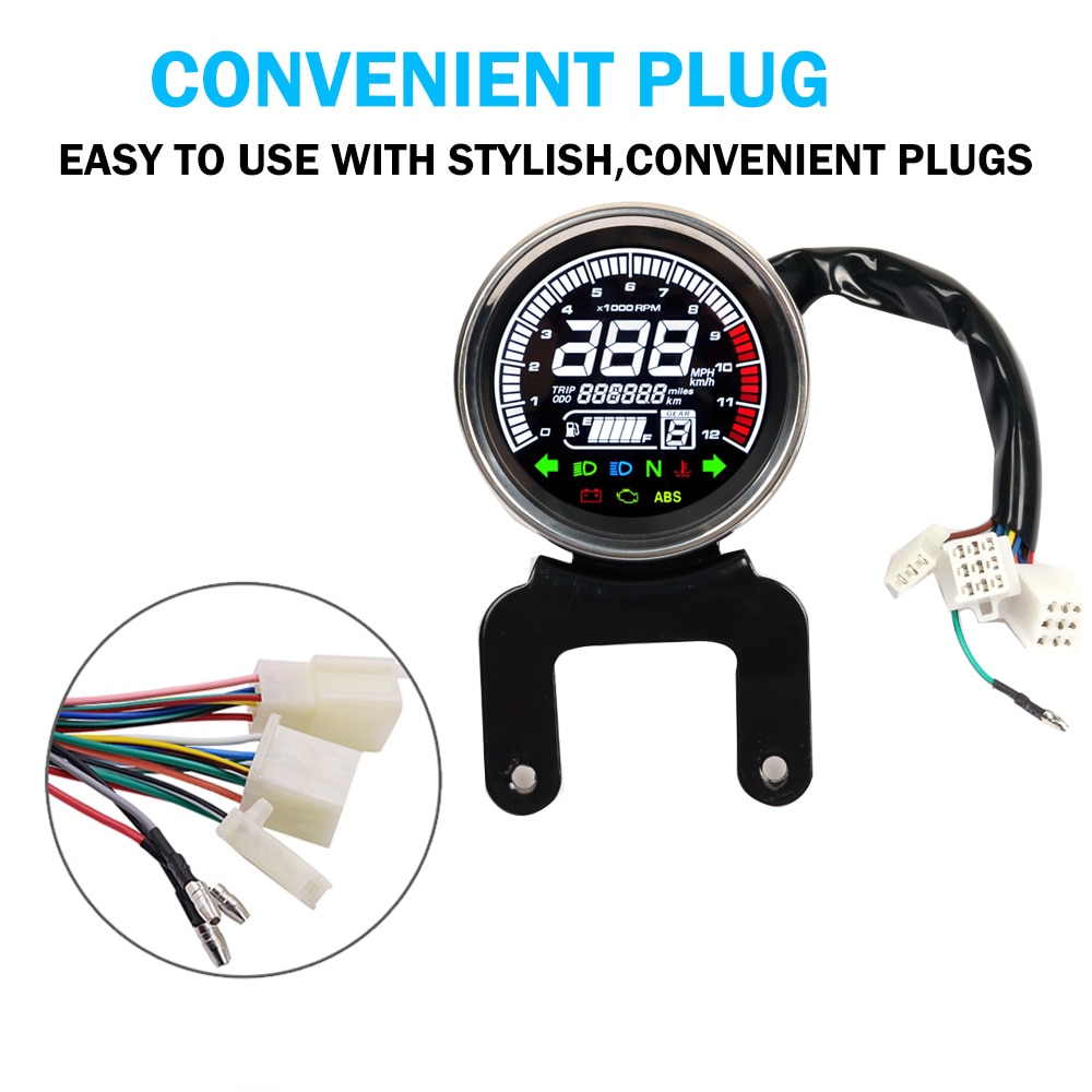 Voor Harley 12V Lcd Motorcycle Led Digitale Kilometerstand Snelheidsmeter Toerenteller Temperatuur Brandstof Meter Motorcycle Niveau Gauge