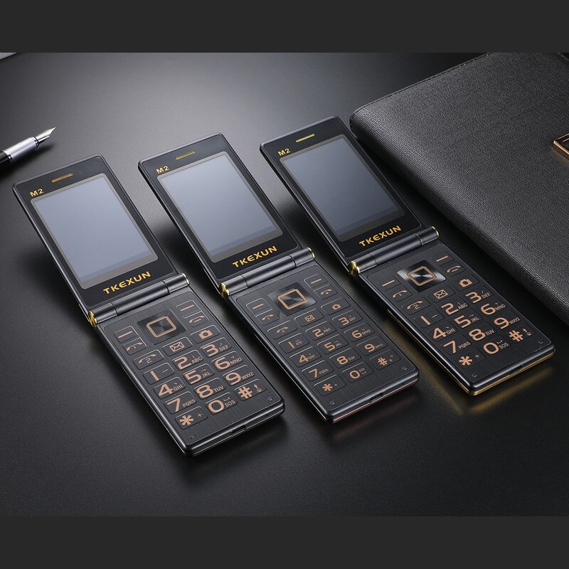 3G WCDMA Flip Two SIM pantalla Dual de 3,0 ", reproductor de vídeo para personas mayores, FM, MP3, cámara grabadora de teléfono móvil, botón de teclado ruso