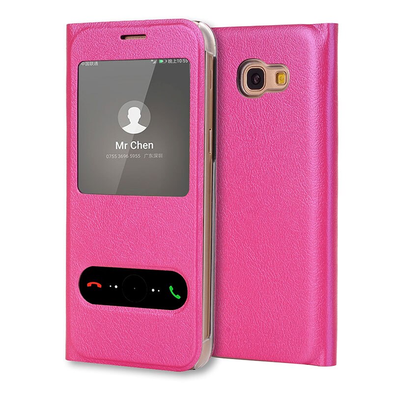 Flip Cover Leather Phone Case For Samsung Galaxy A7 A5 A3 A 3 5 7 SM A320F A520F A720F SM-A720F SM-A520F SM-A320F DS Wallet: For Galaxy A7 2017 / Rose red