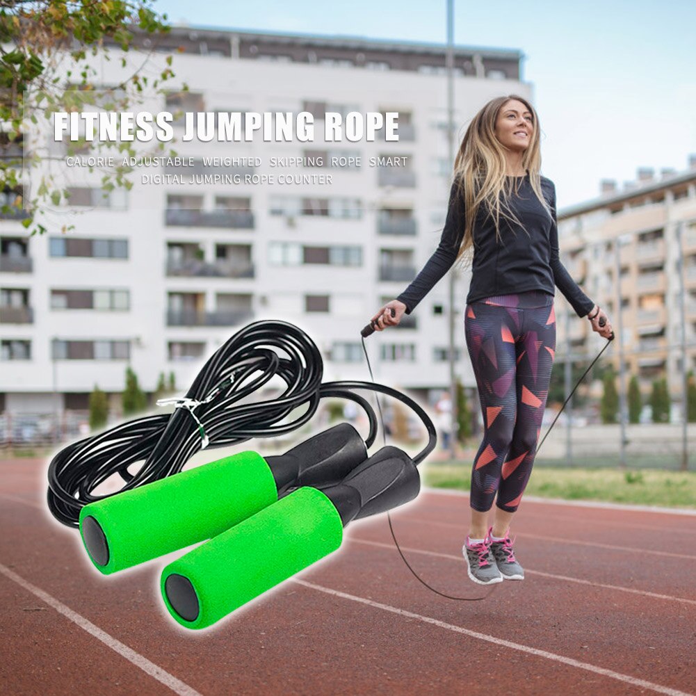 Justerbart hoppereb bærbare pvc sjippetove fitness træning træningsudstyr skumhåndtag springtråd voksne: -en