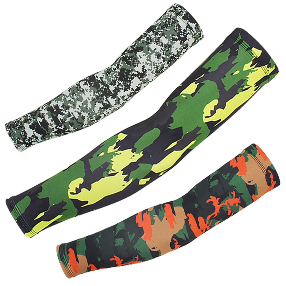 2 Pairs Zomer Arm Mouwen Camouflage Patroon Arm Warmers Mouwen Elastische Uv Zon Bescherming Lange Vingerloze Handschoenen Arm Mouwen