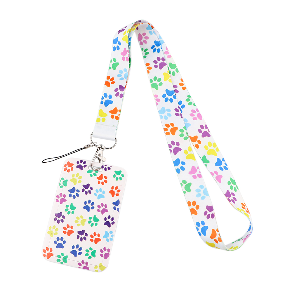 DZ1404 Dog Paw Print Lanyards for Key Neck Strap lanyard card ID Holder Gym Key Chain Key Badge Holder DIY Hang Rope Key Rings: Blue