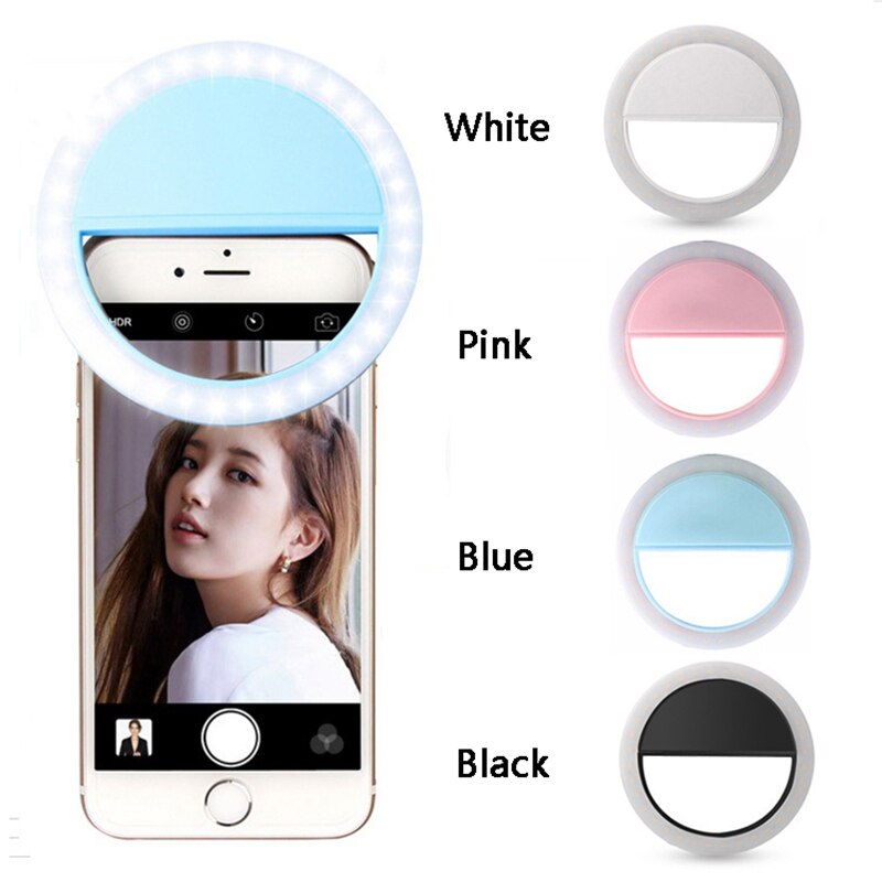 2022 selfie ring mobiltelefon clip linse lys lampe led pærer nød tør batteri til foto kamera godt smartphone skønhed