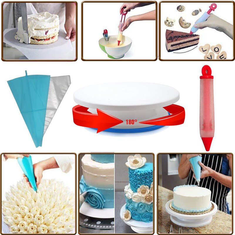 106PCs DIY multifunctionele Cake Decorating Kit Taart Draaitafel Set Gebak Buis Fondant Tool Cake Keuken Dessert Bakken gereedschap