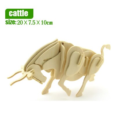 Holz spielzeug dinosaurier tiere dreidimensionale modell montiert holz puzzle spielzeug 3D DIY für baby kinder pädagogisches puzzles: cattle