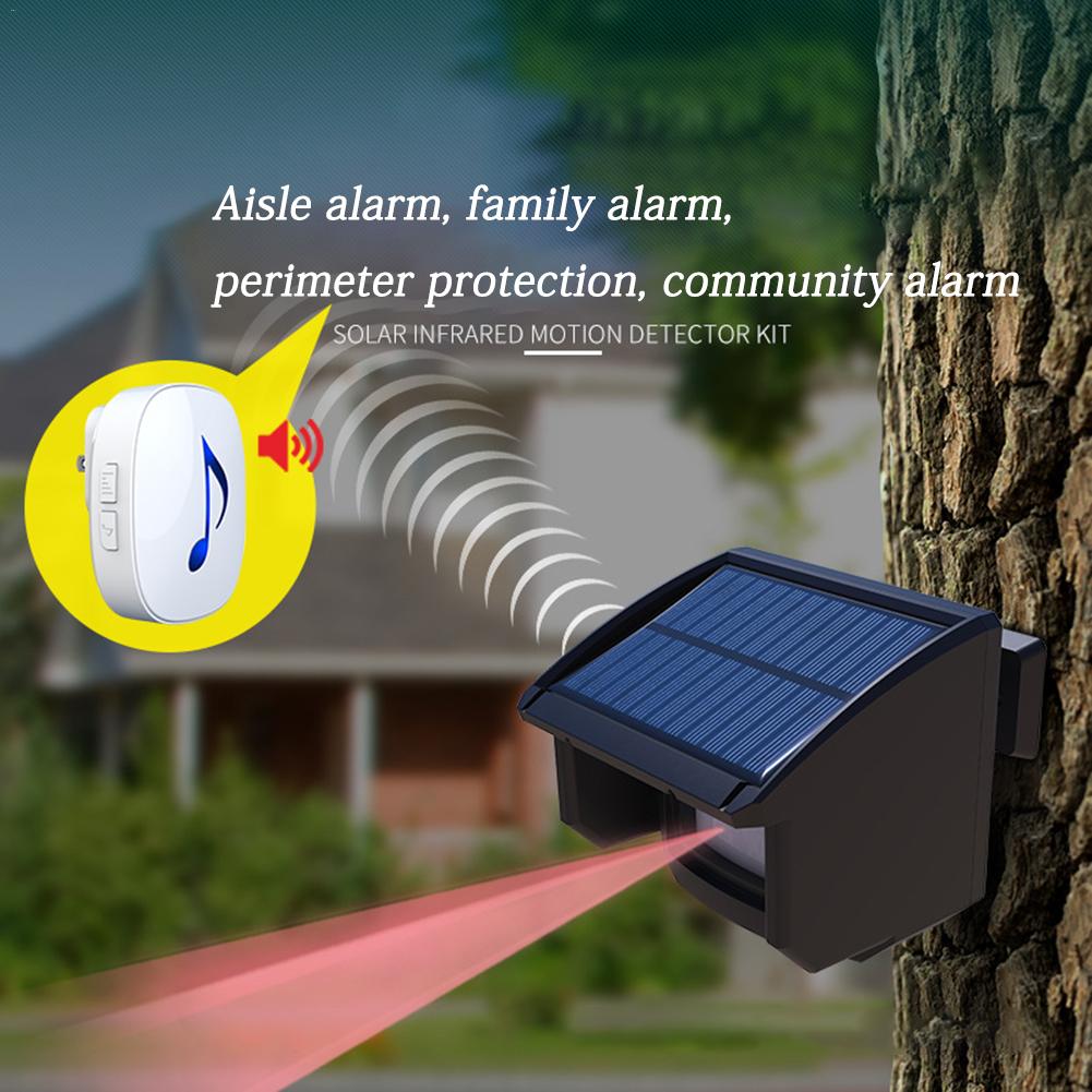 Solar Outdoor Wireless Alarm System Outdoor Weatherproof Motion Sensor Security Alert System Infrared Alarm Detector
