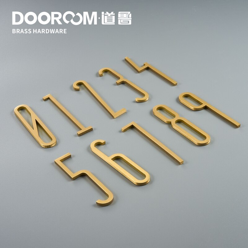 Dooroom dígitos creativos de latón, placa de puerta, número de casa, número de habitación, número de piso de Hotel, decoración de Villa, letrero, 0-9
