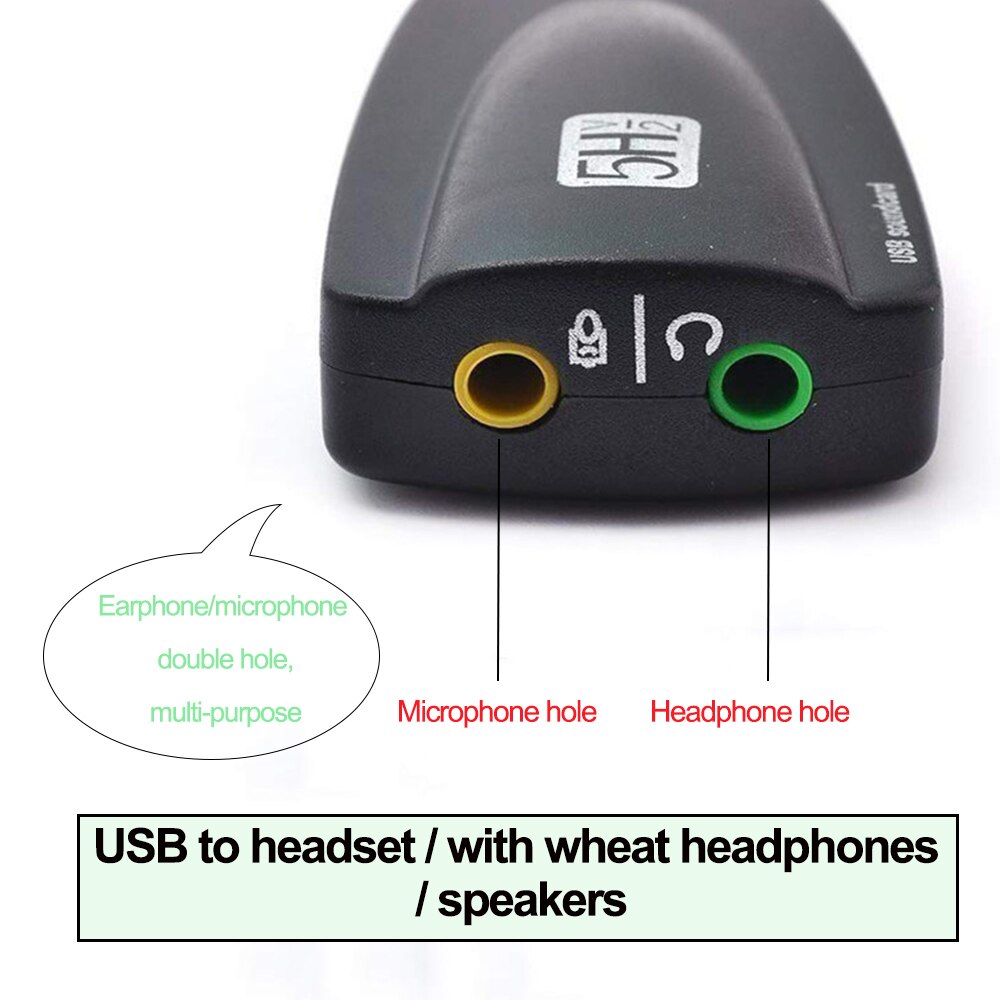 3.5mm Jack External USB Sound Card 7.1 Adapter USB to 3D CH Sound Antimagnetic Audio For Laptop PC Headset Microphone