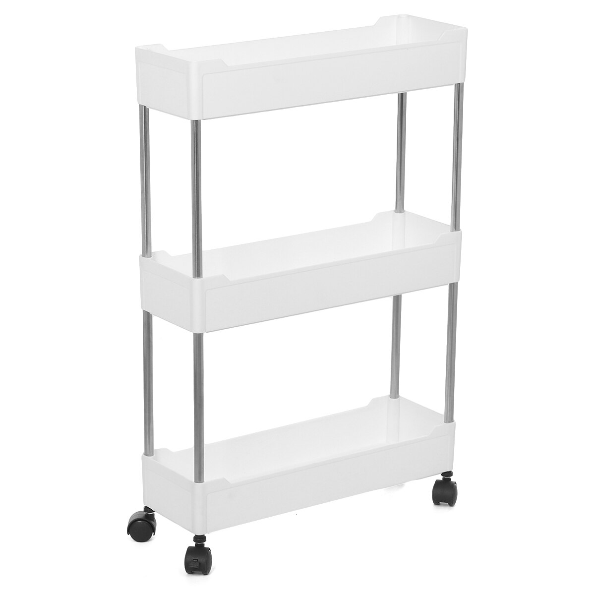 Kitchen trolley cart Bathroom Storage Rack Fridge Side Shelf Organizer Shelf Gap Holder With Wheel Removable 2/3/4 Layer: 3 layers with weel