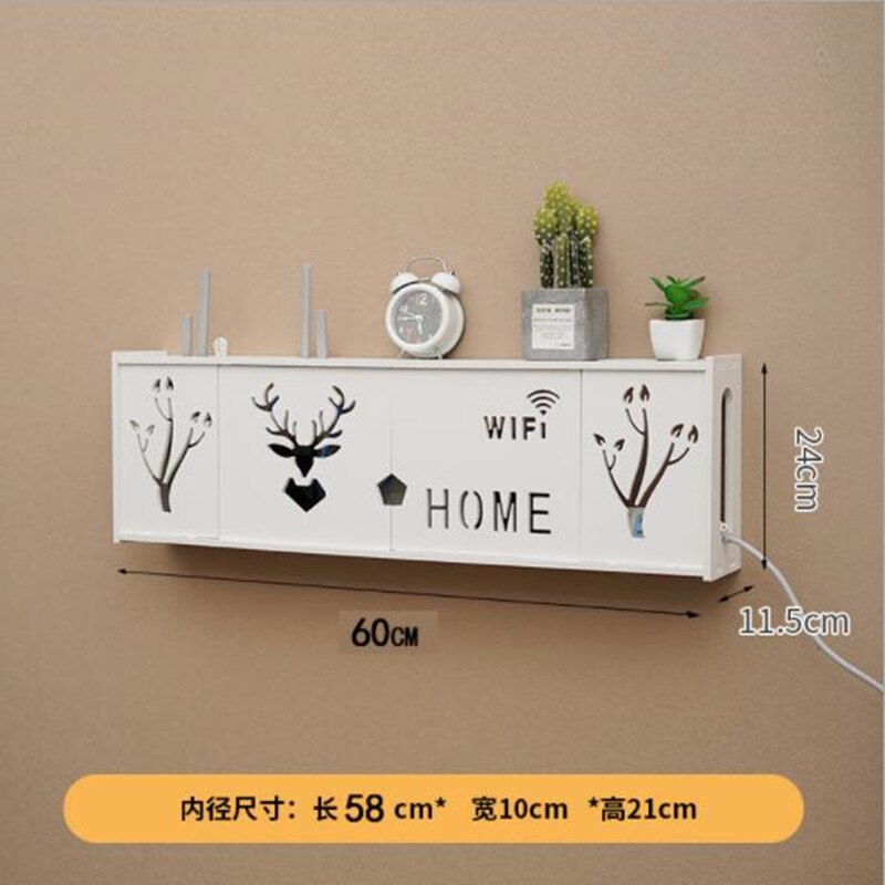 Storage Box Wireless Wifi Router Wall Hanging Plug Board Bracket Cable Organizer PVC Panel Shelf Home Decor: E