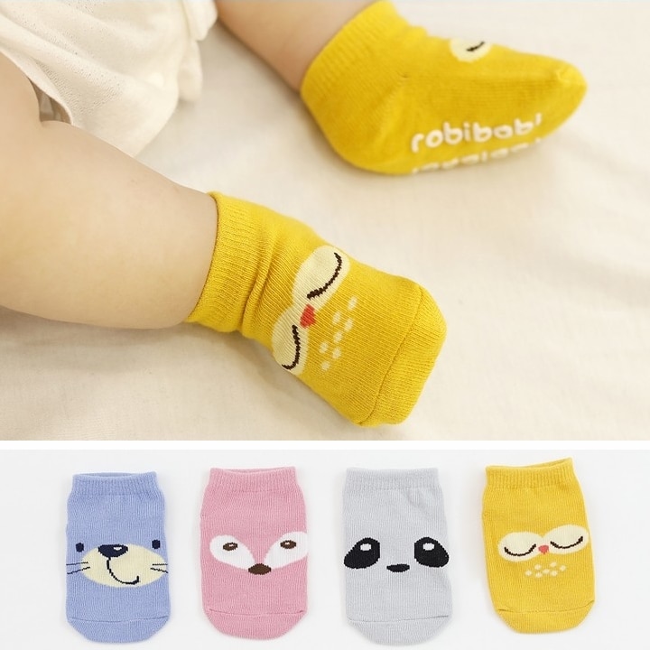 Katoenen Baby Sokken Pasgeboren jongen meisje Vloer anti-slip Sokken baby kids Korte silicagel anti-slip Sokken op Cartoon animal