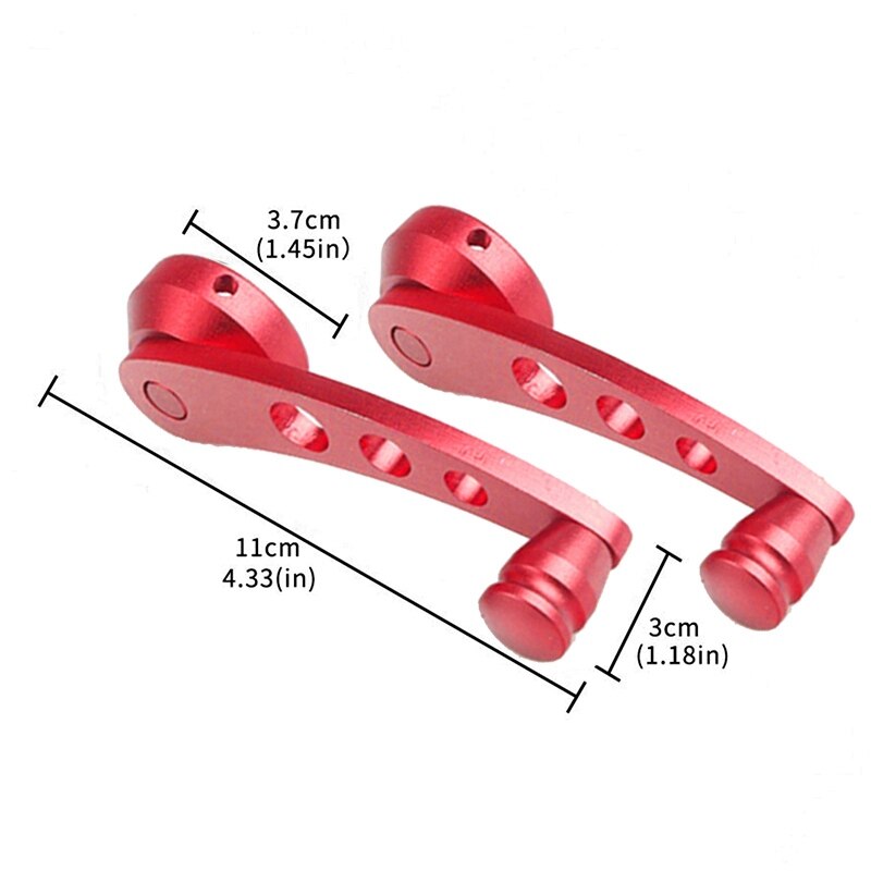 2Pcs Aluminum Alloy Universal Car Window Handle Winder Riser Replacement Winder Crank Riser Kit Universal Red