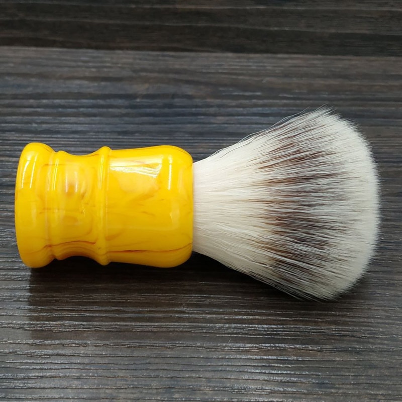 Dscosmetic-brocha de afeitar para hombre, pelo sintético de 26mm suave, mango de resina ámbar, herramienta de afeitado tradicional en húmedo
