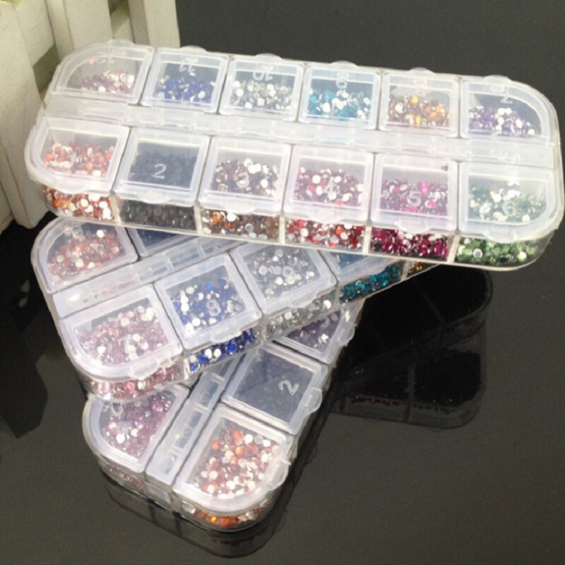 K-STAR Steentjes Shinny2mm Nail Art Decorations 12 Kleuren Nail Decoratie Ronde Box Set