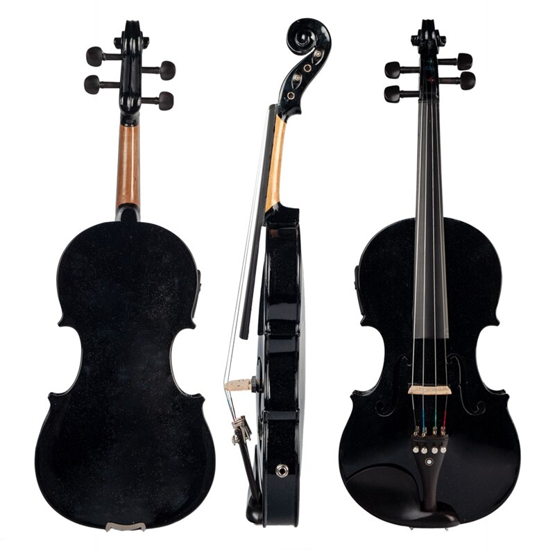 Preference Tolk domæne 4/4 violin violinlyd i fuld størrelse og elektrisk violin massivt træ krop  ibenholt tilbehør sort elektrisk violin – Grandado