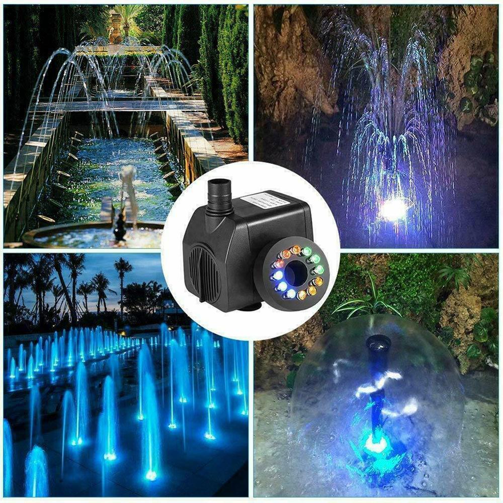 Dompelpomp Waterpomp 220V/16W 5ft Cord Waterpomp Met Led Licht Voor Aquarium Vijver Aquarium