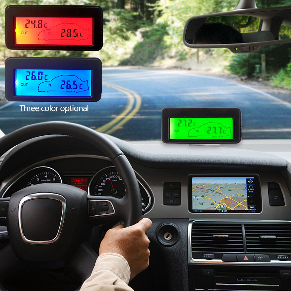 Termómetro Digital para coche, dispositivo con pantalla LCD, para interior y exterior, con Cable de 1,5 m, 12V