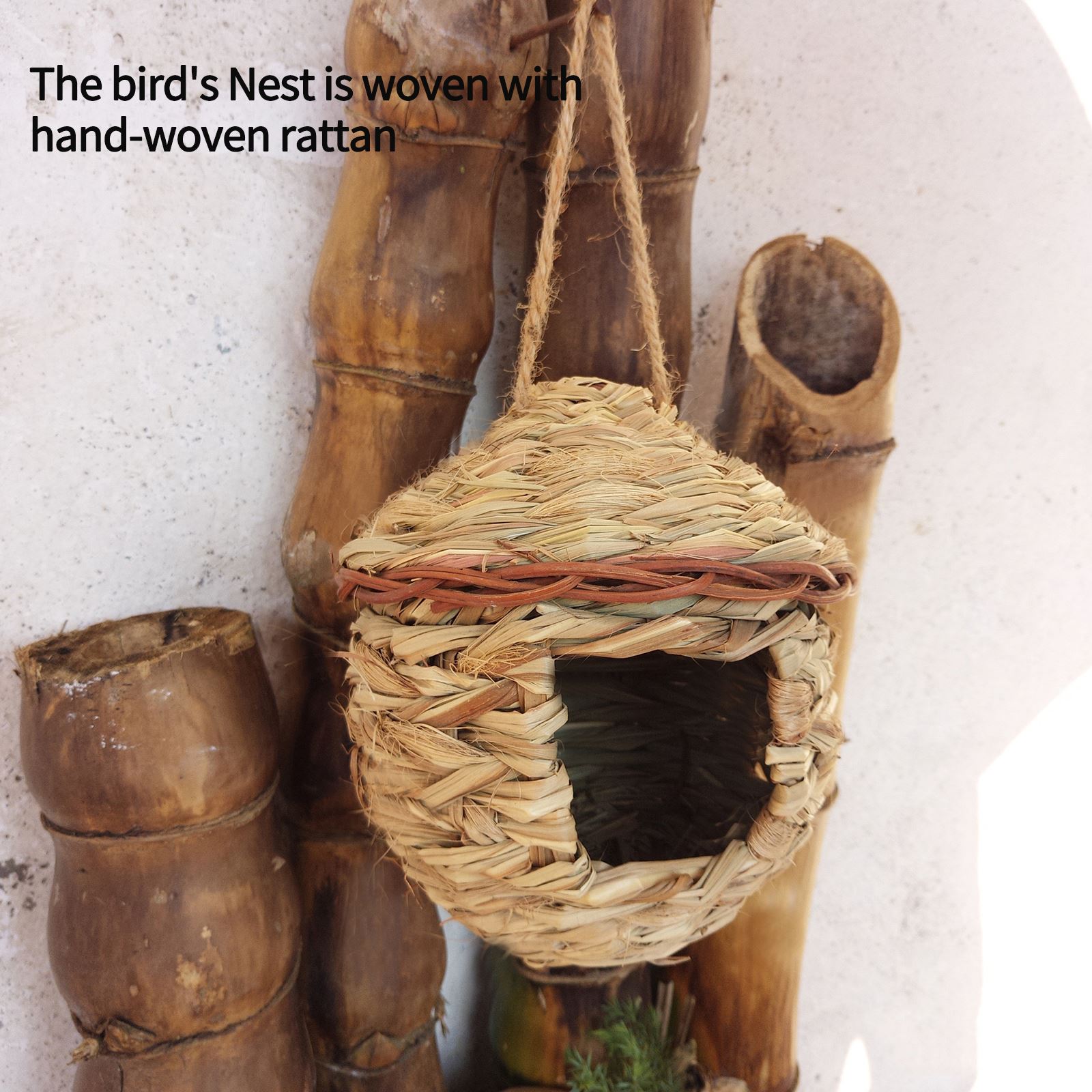 Naturalna trawa ptasie gniazdo koliber Birdhouse na zewnątrz wisząca trawa ręcznie tkane ptasie gniazdo ptasia chata na dekoracja obejścia