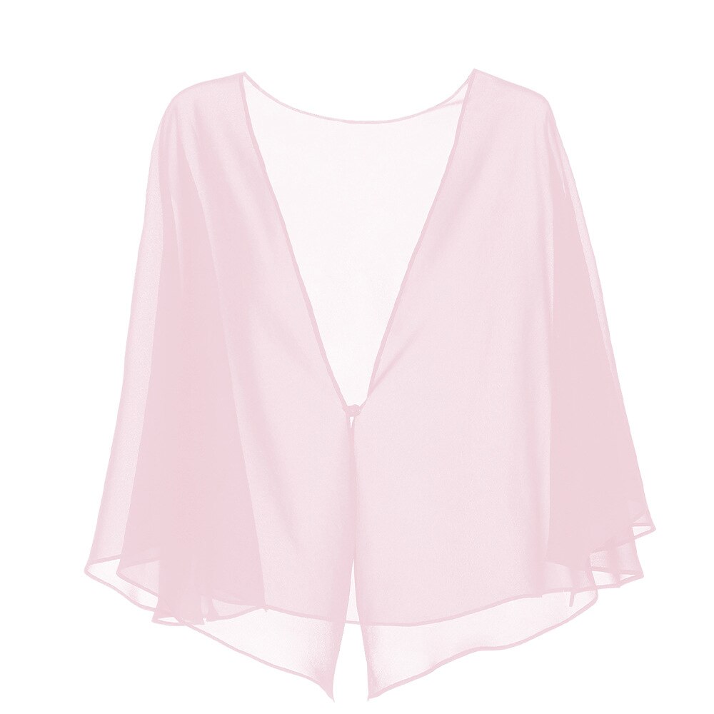 Vrouwen Chiffon Bolero Bridal Jacket Wedding Wraps Cape Avond Party Jurk Mantel Zomerjurk Uit Jas: Roze
