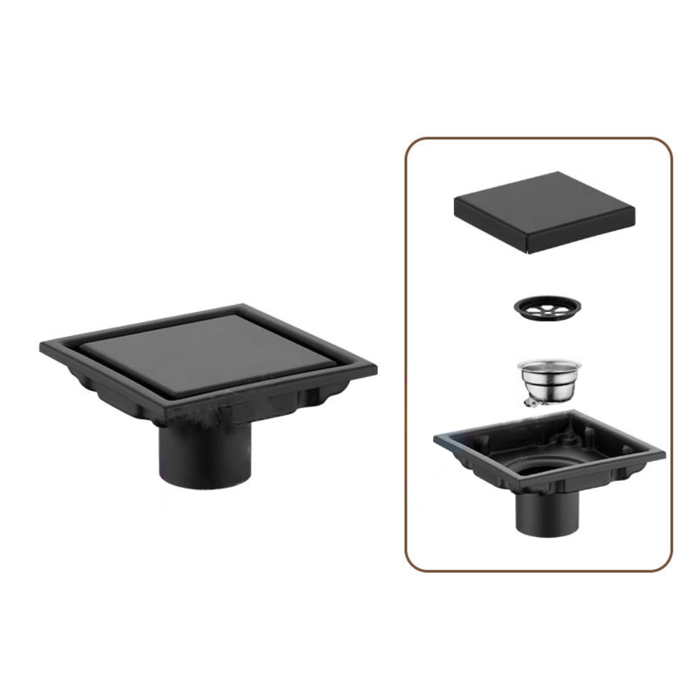 304 Stainless Steel Square Floor Waste Drain Anti-odor Tile Insert Large Flow Draine Drain Accessories Shower Grates Bathroom: WHITE
