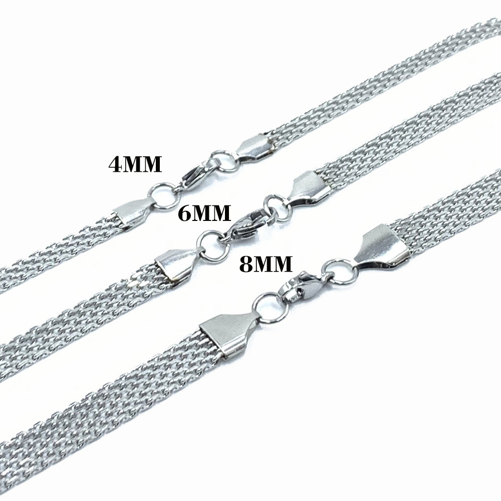 Mesh Stainless Steel Bracelet Necklace for Women 4mm 6mm 8mm Width Chokers Necklaces