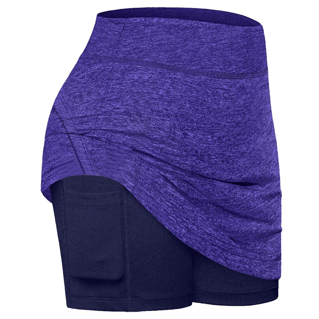 Sport Runing Shorts Shorts Voor Vrouwen Tennis Rokken Run Innerlijke Shorts Elastische Sport Golf Zakken Skorts: Paars / S