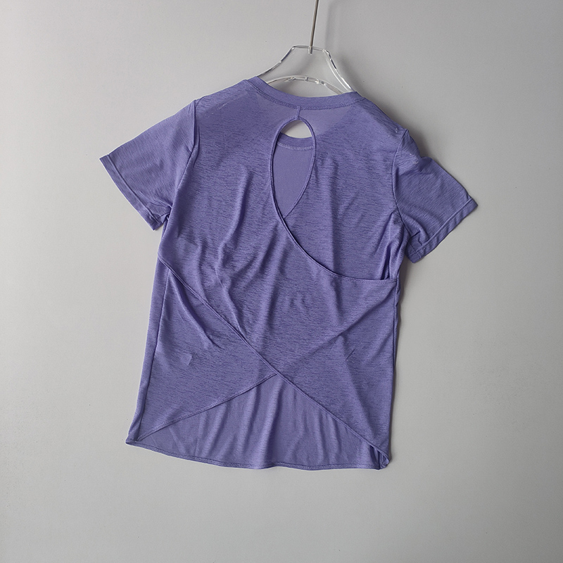 Yoga Kurzarm-oben für Damen Ich bin Sommer T-Shirt Ausbildung Schnelltrocknende Fitnessweste Pilates schlank passen schlank Shirt oben Kleidung: L / Braun