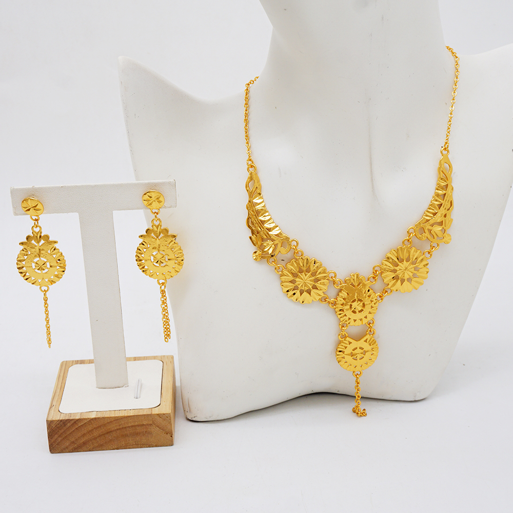 Joyería india de lujo, pendientes, collar, juegos de joyas para mujer, Color dorado de Dubái, de nupcial de boda árabe africano