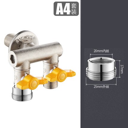 big flow DN15 Brass water valve bathroom faucet valve water inlet valve washing machine splitter angle valve: A4