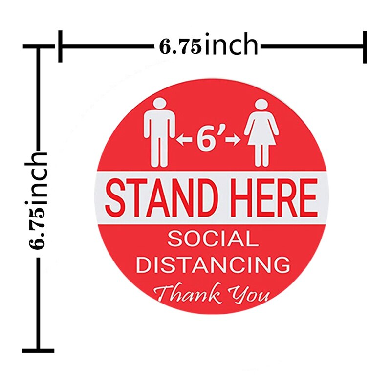 5Pcs/Lot Social Distancing Wait Here Stand Here Keep 6Ft in Between Distance Marker Floor Decal for Social Distancing